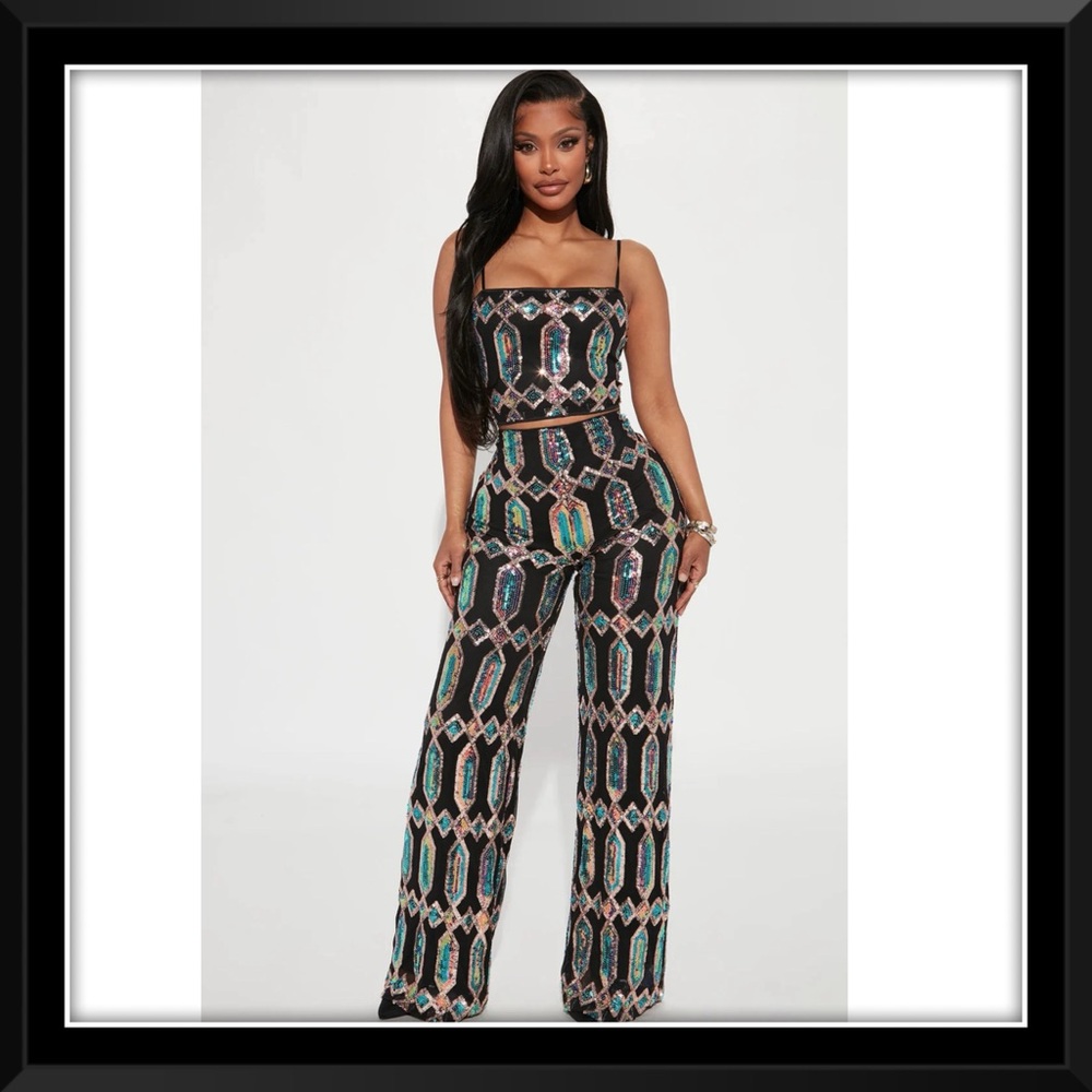 NWT- Fashion Nova Just Your Fairytale Sequin Pant Set